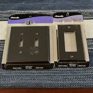 (2) Aged Bronze Cast metal switch faceplate New!